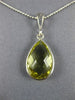 ESTATE 6CT AAA LEMON QUARTZ 14KT WHITE GOLD TEAR DROP PEAR SHAPE BEZEL PENDANT