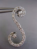 ESTATE LARGE 1.18CT ROUND DIAMOND 14KT WHITE GOLD 3D WAVE S HANGING EARRINGS