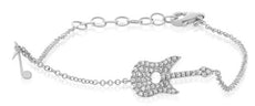 ESTATE .15CT DIAMOND 14KT WHITE GOLD 3D CLASSIC MUSICAL NOTE GUITAR FUN BRACELET
