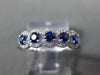 ESTATE .60CT DIAMOND & AAA SAPPHIRE 14KT WHITE GOLD 3D 5 STONE ANNIVERSARY RING