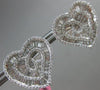 ESTATE LARGE 4.03CT ROUND & BAGUETTE DIAMOND 18KT WHITE GOLD HEART STUD EARRINGS