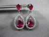 ESTATE 1.50CT DIAMOND & AAA RUBY 14KT WHITE GOLD 3D TEAR DROP HANGING EARRINGS