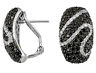 ESTATE LARGE 3.33CT WHITE & BLACK DIAMOND 14K WHITE GOLD ZIGZAG CLIP ON EARRINGS