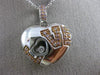 ESTATE LARGE .25CT WHITE & PINK DIAMOND 18KT 2 TONE GOLD 3D HEART "LOVE" PENDANT