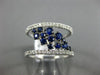 ESTATE WIDE .98CT DIAMOND & AAA SAPPHIRE 14K WHITE GOLD CLUSTER ANNIVERSARY RING
