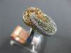 ESTATE LARGE .86CT WHITE & PINK DIAMOND 18K WHITE & ROSE GOLD OPEN FILIGREE RING