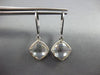 ESTATE AAA CRYSTAL 14KT WHITE GOLD 3D CUSHION CLASSIC BEZEL HANGING EARRINGS