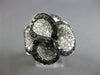EXTRA LARGE 2.93CT WHITE & BLACK DIAMOND 18K WHITE GOLD MULTI LEAF FLOWER RING
