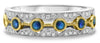 ESTATE .46CT DIAMOND & AAA SAPPHIRE 14K 2 TONE GOLD 3D FILIGREE ANNIVERSARY RING