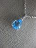 ESTATE 1.51CT DIAMOND & AAA BLUE TOPAZ 14K WHITE GOLD TEAR DROP FLOATING PENDANT