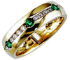 .73CT DIAMOND & AAA EMERALD 14KT YELLOW GOLD 3D SEMI BEZEL ANNIVERSARY MENS RING