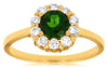 ESTATE 1.05CT DIAMOND & AAA RUSSALITE 14KT YELLOW GOLD CLASSIC FLOWER LOVE RING