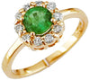 ESTATE .90CT DIAMOND & AAA EMERALD 14K YELLOW GOLD 3D ROUND FLOWER HALO FUN RING