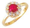 ESTATE 1.10CT DIAMOND & AAA RUBY 14KT WHITE GOLD 3D CLASSIC FLOWER FUN LOVE RING