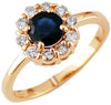 ESTATE 1.10CT DIAMOND & AAA SAPPHIRE 14KT YELLOW GOLD ROUND FLOWER HALO FUN RING