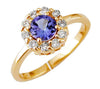 ESTATE 1.0CT DIAMOND & AAA TANZANITE 14KT YELLOW GOLD CLASSIC FLOWER LOVE RING