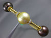 ESTATE LARGE .45CT DIAMOND & AAA SOUTH SEA PEARL 18K YELLOW GOLD BANGLE BRACELET