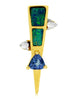 ESTATE .33CT DIAMOND & AAA TANZANITE 14K YELLOW GOLD TRIANGULAR FLOATING PENDANT
