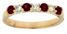 .62CT DIAMOND & AAA RUBY 14KT YELLOW GOLD 7 STONE SHARE PRONG ANNIVERSARY RING