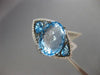 ESTATE LARGE 14.43CT DIAMOND & AAA BLUE TOPAZ 14KT WHITE GOLD 3D FLOWER FUN RING