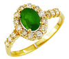 1.32CT DIAMOND & AAA EMERALD 14KT YELLOW GOLD CLASSIC OVAL & ROUND HALO FUN RING