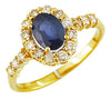 1.47CT DIAMOND & AAA SAPPHIRE 14KT YELLOW GOLD 3D OVAL & ROUND FRIENDSHIP RING