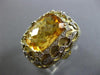 ESTATE LARGE 7.95CT DIAMOND & AAA CITRINE 14K WHITE & YELLOW GOLD FILIGREE RING