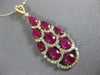 ESTATE 3.78CT DIAMOND & AAA RUBY 14KT YELLOW GOLD 3D TEAR DROP JOURNEY PENDANT
