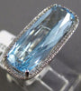 ESTATE LARGE 10.76CT DIAMOND & AAA BLUE TOPAZ 14KT WHITE GOLD 3D HALO FUN RING