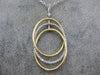 ESTATE LARGE .43CT DIAMOND 18K WHITE & YELLOW GOLD 3D OVAL LINK FLOATING PENDANT