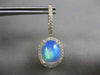 ESTATE 7.86CT DIAMOND & AAA OPAL 14K YELLOW GOLD HALO FILIGREE HANGING EARRINGS