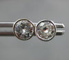 ANTIQUE .63CT ROUND DIAMOND 14KT WHITE GOLD 3D CLASSIC BEZEL STUD EARRINGS #7837