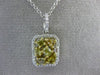 ESTATE .91CT WHITE & FANCY YELLOW DIAMOND 18KT TWO TONE GOLD 3D CLUSTER PENDANT