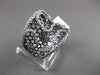 ANTIQUE LARGE .61CT DIAMOND 18KT BLACK & WHITE GOLD 3D FLOATING FLORAL MESH RING