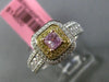 ESTATE GIA .93CT DIAMOND 18KT TWO TONE GOLD 3D HALO CUSHION CUT ENGAGEMENT RING