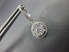 ESTATE 1.0CT DIAMOND 14KT WHITE GOLD ROUND CLUSTER HALO HUGGIE HANGING EARRINGS