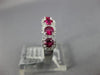 ESTATE .92CT DIAMOND & AAA RUBY 18KT WHITE GOLD 3D 5 STONE HALO ANNIVERSARY RING