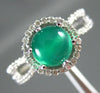 ESTATE 1.73CT DIAMOND & AAA CABOCHON GREEN AGATE 14KT WHITE GOLD ENGAGEMENT RING