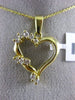 ESTATE .25CT DIAMOND 14KT YELLOW GOLD 3D OPEN HEART SWIRL LOVE FLOATING PENDANT