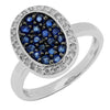 ESTATE LARGE .97CT DIAMOND & AAA SAPPHIRE 14KT WHITE GOLD CLUSTER OVAL HALO RING