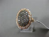 LARGE 1.15CT WHITE & CHOCOLATE FANCY DIAMOND 14K ROSE GOLD OVAL FLOWER LOVE RING