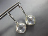 ESTATE AAA CRYSTAL 14KT WHITE GOLD 3D CUSHION CLASSIC BEZEL HANGING EARRINGS