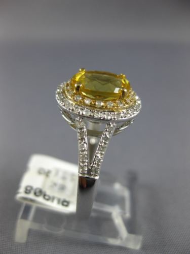 1.60CT DIAMOND & AAA YELLOW TOPAZ 14KT 2 TONE GOLD 3D OVAL HALO ENGAGEMENT RING