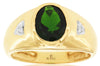 2.54CT DIAMOND & AAA RUSSALITE 14KT YELLOW GOLD 3D OVAL & ROUND BEZEL MENS RING