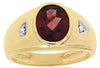 3.04CT DIAMOND & AAA RHODOLITE 14KT YELLOW GOLD OVAL & ROUND 3 STONE MENS RING