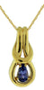 ESTATE .22CT AAA TANZANITE 14K YELLOW GOLD PEAR SHAPE LOVE KNOT FLOATING PENDANT