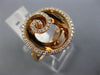 ESTATE WIDE .33CT DIAMOND 14KT ROSE GOLD 3D OPEN CIRCULAR SWIRL FLOWER LOVE RING