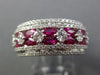 ESTATE WIDE 2.08CT DIAMOND & AAA RUBY 18KT WHITE GOLD MULTI ROW ANNIVERSARY RING