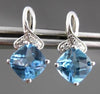 ESTATE LARGE 2.03CT DIAMOND & BLUE TOPAZ 14KT WHITE GOLD LUCIDA HANGING EARRINGS