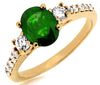 1.55CT DIAMOND & AAA EMERALD 14KT YELLOW GOLD 3D OVAL & ROUND ENGAGEMENT RING